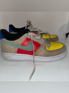 Nike Force 1 Shoes Youth 2.5Y Multicolor Sandrift Colorblock Sneakers DZ2807-100